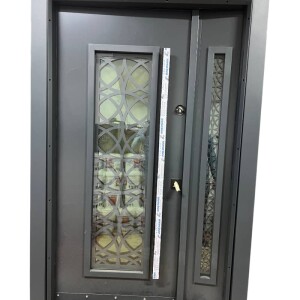 Porte composite gris vitre